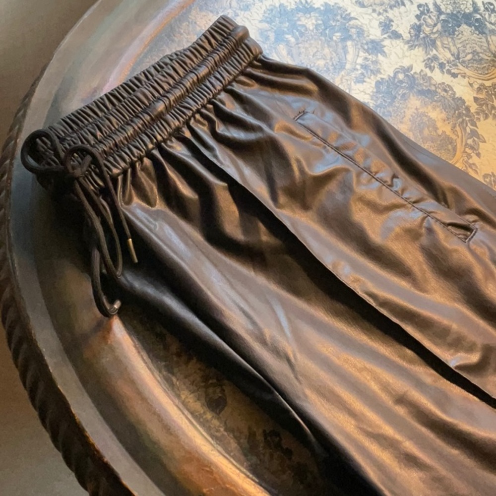 Faux leather joggers